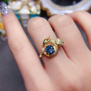 s925银饰吊坠空托戒指空托生肖龙镀金圆形6*6mm8*810*10时尚气质