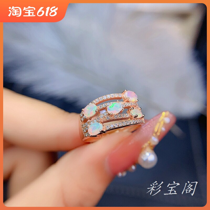 s925纯银戒指空托椭圆3*4mm镶多粒群镶戒托女豪华开口豪华韩百搭