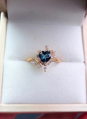 时尚豪华戒指镶嵌空托心7*7mm s925银镀金戒托活口可调节