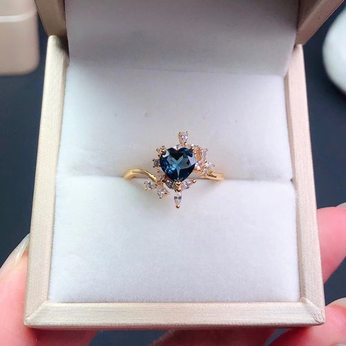 时尚豪华戒指镶嵌空托心7*7mm s925银镀金戒托活口可调节