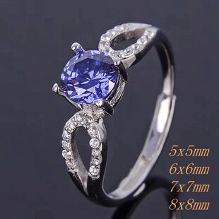 活圈戒托 925银女戒指空托 多尺寸 5x5 6x6 7x7 8x8圆形 代镶嵌