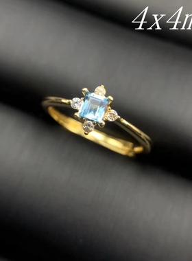 活圈戒指空托方形轻奢代镶嵌s925