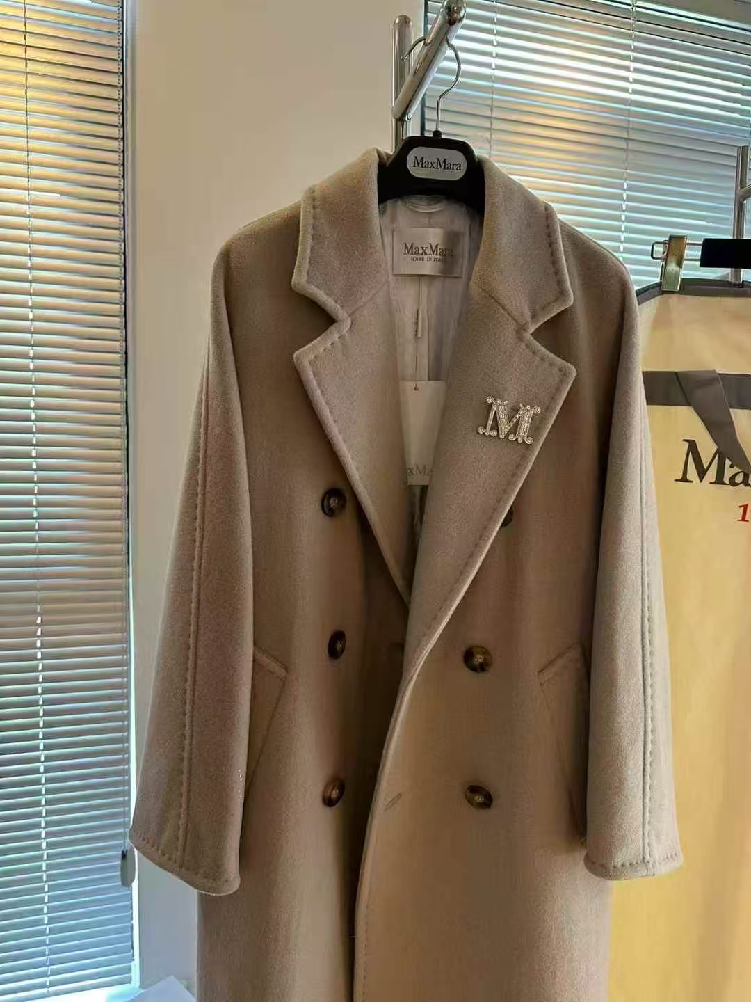 专柜同步10%羊绒带金标M家101801双面羊绒大衣女新款高端呢子外