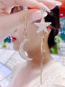 星月神话耳环女个性 不对称AB款 网红百搭耳饰925银针防过敏耳坠潮