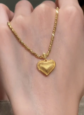 爆闪拉丝爱心蹦迪链锁骨链项链女螺纹蹦迪珠七夕送礼2025新款配饰