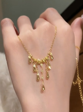 一帘幽梦金色水滴锁骨链项链女