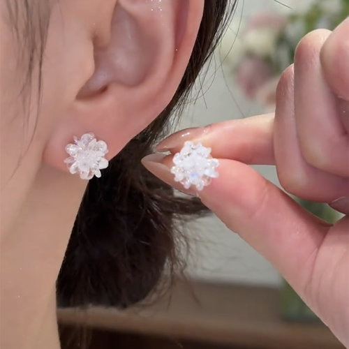 少女感极简百搭冰花耳钉耳环女