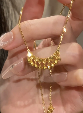 金色爆闪一帘幽梦流苏水滴锁骨链项链女气质设计感日韩时尚配饰潮