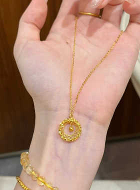 织梦圆环短款金色灵动水滴锁骨链