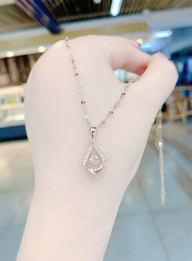 灵动款镶钻水滴项链女短款网红百搭锁骨链设计感钛钢不掉色配饰潮