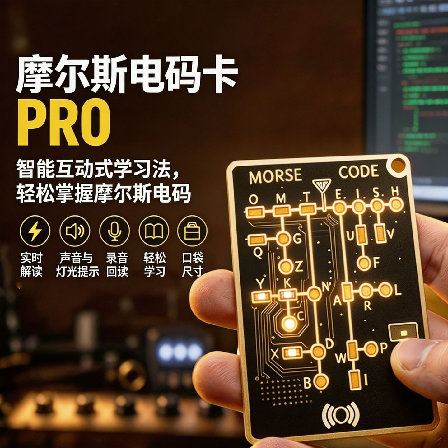Morse Code Karte Pro摩尔斯电码训练卡交流设计时尚摩尔斯解码 - 实物图