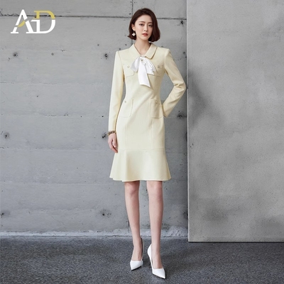荷叶边连衣裙女上班族职业装