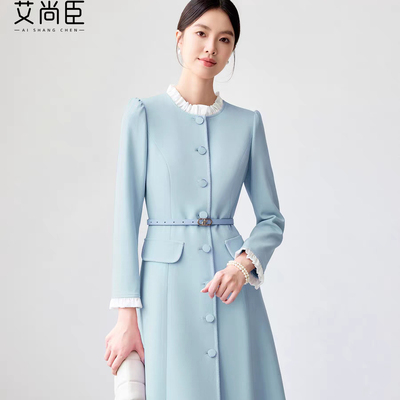 蓝色连衣裙2025春新款