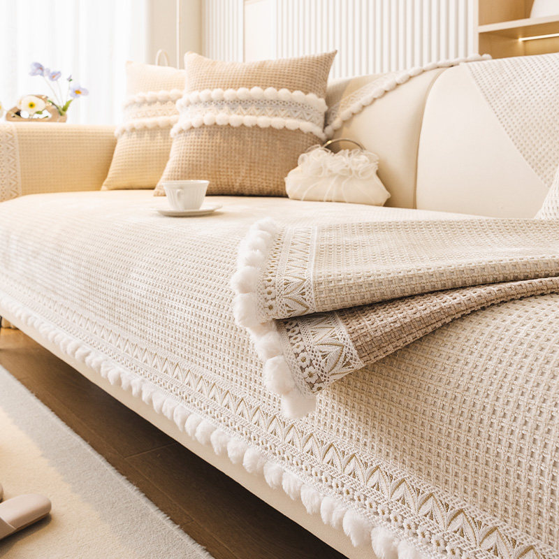 雪尼尔沙发垫轻法式奶油风四季通用2025新款套罩盖布皮防滑坐垫子,居家布艺,沙发垫,淘宝优惠券,粉丝福利购,淘宝优惠卷