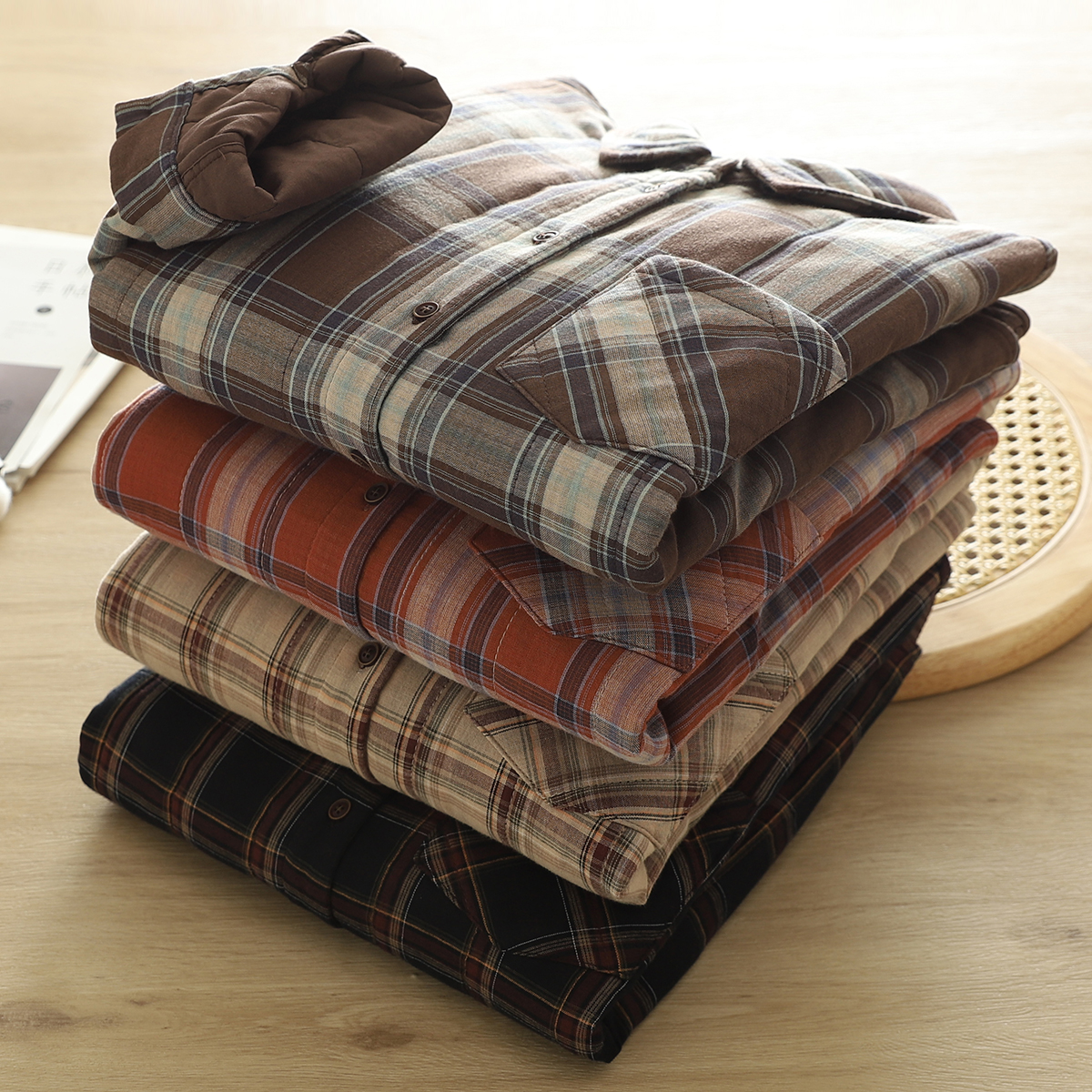 加厚夹棉格子衬衫女休闲棉衣棉服女冬季衬衫女2024新款爆款洋气