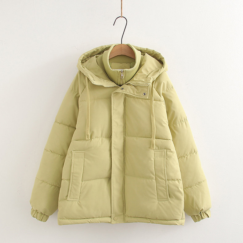 双层领连帽保暖棉服少女冬季新款