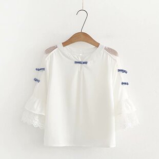 雪纺衫女夏2026新款短袖日系小清新上衣夏天可爱女装森女系萌系