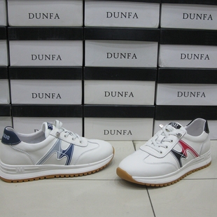 休闲阿甘鞋 112 时尚 圆头层皮一脚蹬小白鞋 23101顿发2025春夏新款