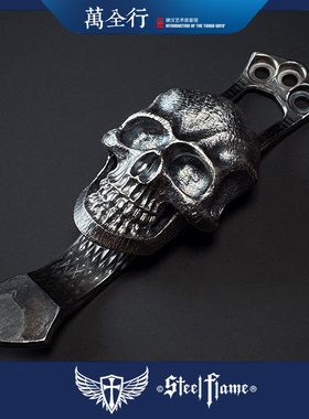 万全行 钢火Steel Flame Ti2联名版 暗黑骷髅钛三孔 高端EDC背夹