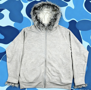 美式复古毛领连帽加绒开衫卫衣女潮牌秋冬宽松慵懒高级感