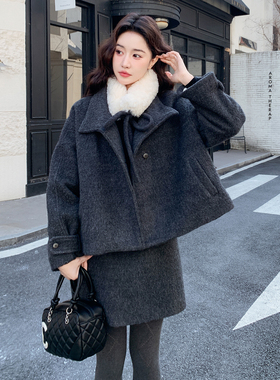 韩系毛呢羽绒内胆半裙套装毛领可拆卸F6603-P245-K388