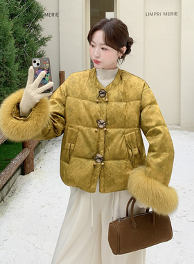 新中式高端提花狐狸毛羽绒服H8368P355K498
