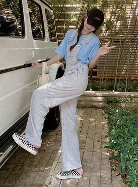 【春款现货】减龄显瘦灰色休闲背带裤088-1977 P105 K168