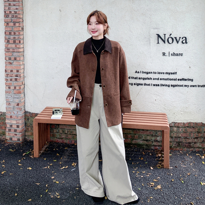 现货：冬季新款韩系复古毛呢休闲百搭上衣外套2C135-8919P195K278