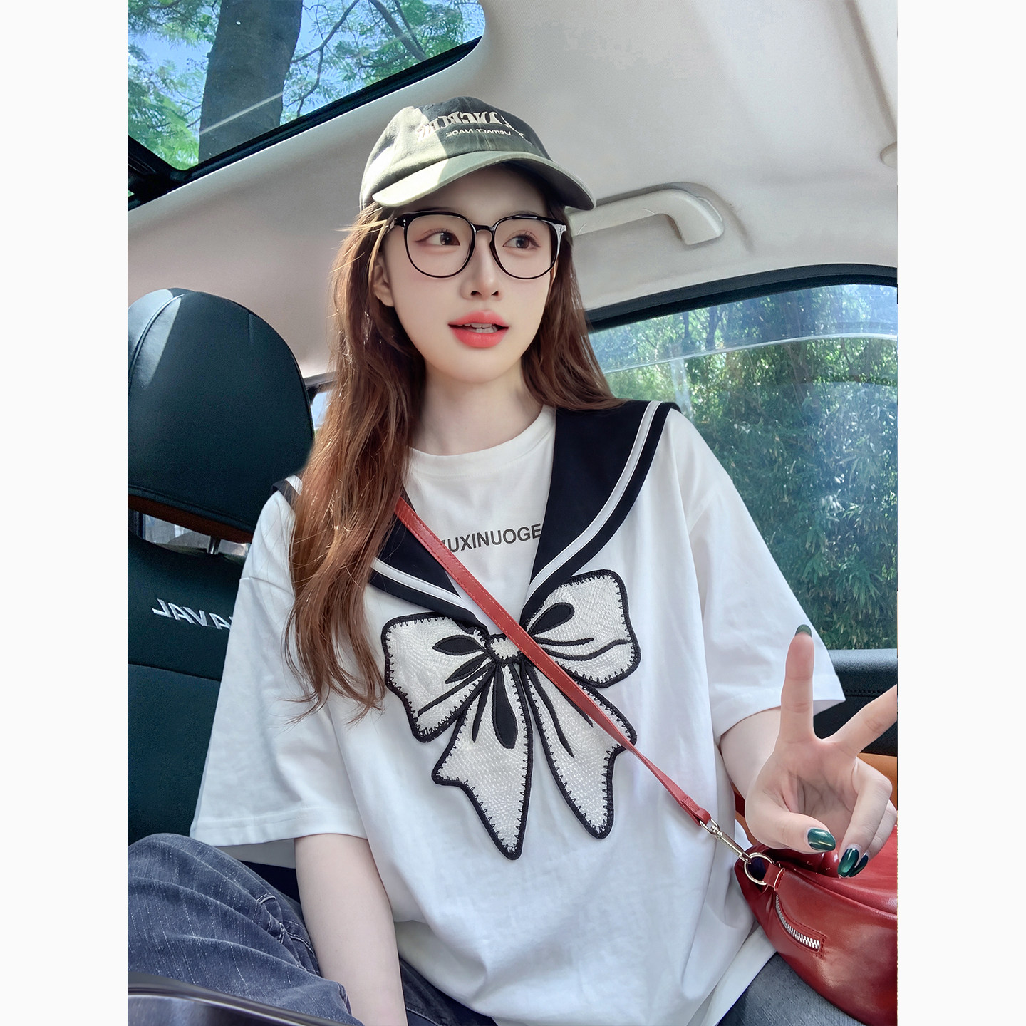 立体蝴蝶结刺绣短袖t恤女2026新款夏季韩系减龄设计感纯棉上衣ins图片