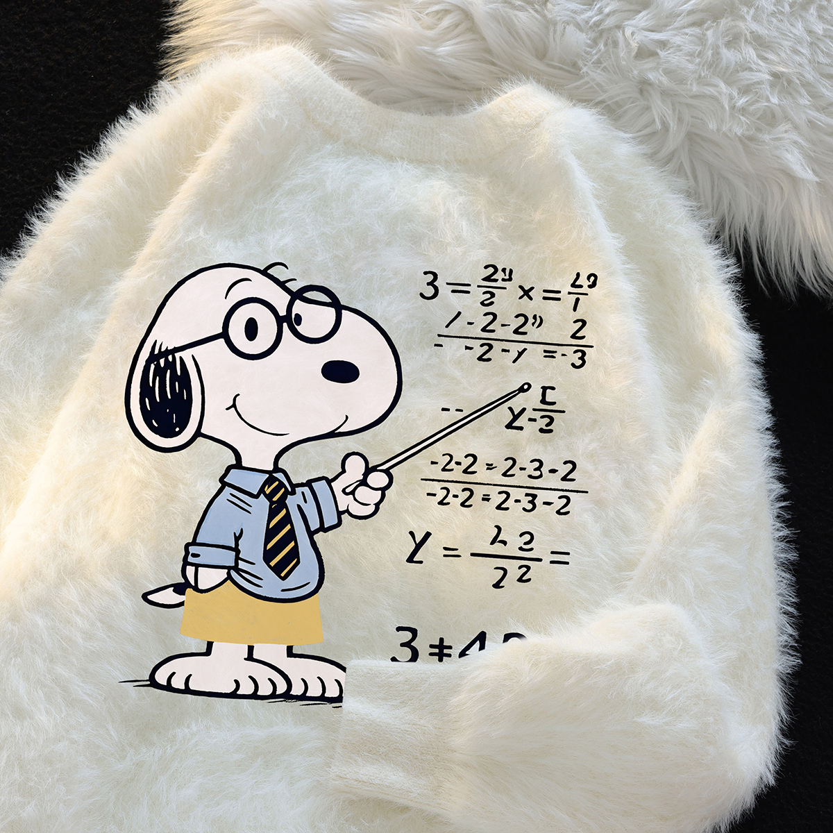 白色趣味小狗印花水貂绒毛衣女秋冬宽松加厚慵懒软糯毛绒绒针织衫