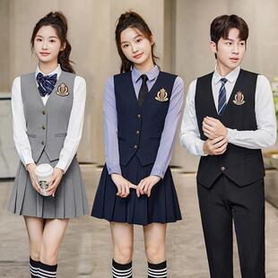 马甲套装男女韩版学生套装学院风JK制服职业气质幼师服务员工作服