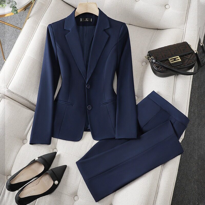 蓝色西装外套女秋冬2026新款气质银行工作服职业正装通勤西服套装