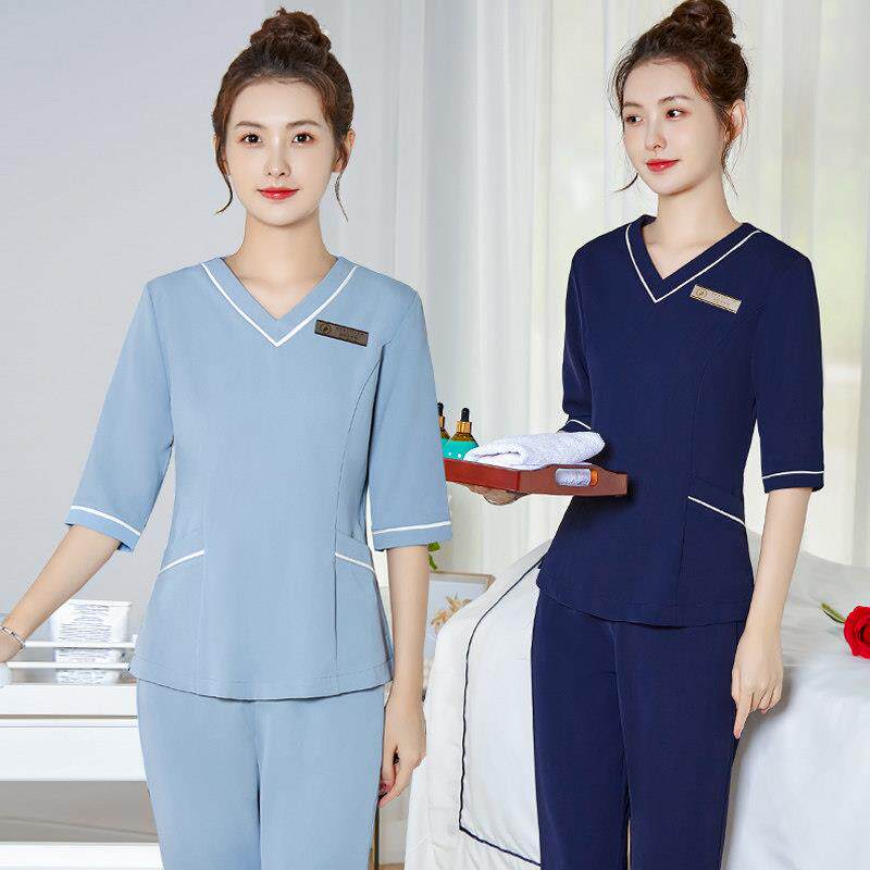 高端美容师工作服女春秋新款套装皮肤管理SPA养生馆足浴技师工服
