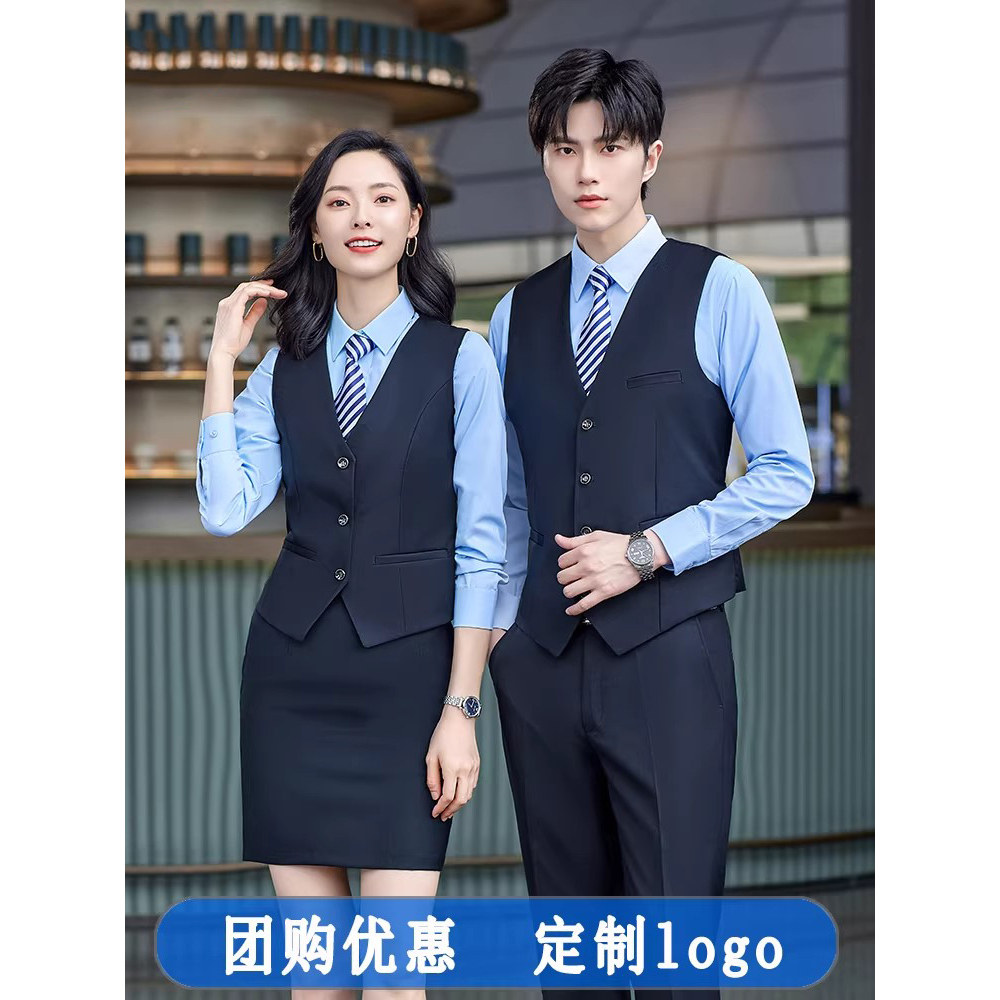 正装职业马夹工作服套装台球马甲三件套男女同款长袖衬衣工装裤子