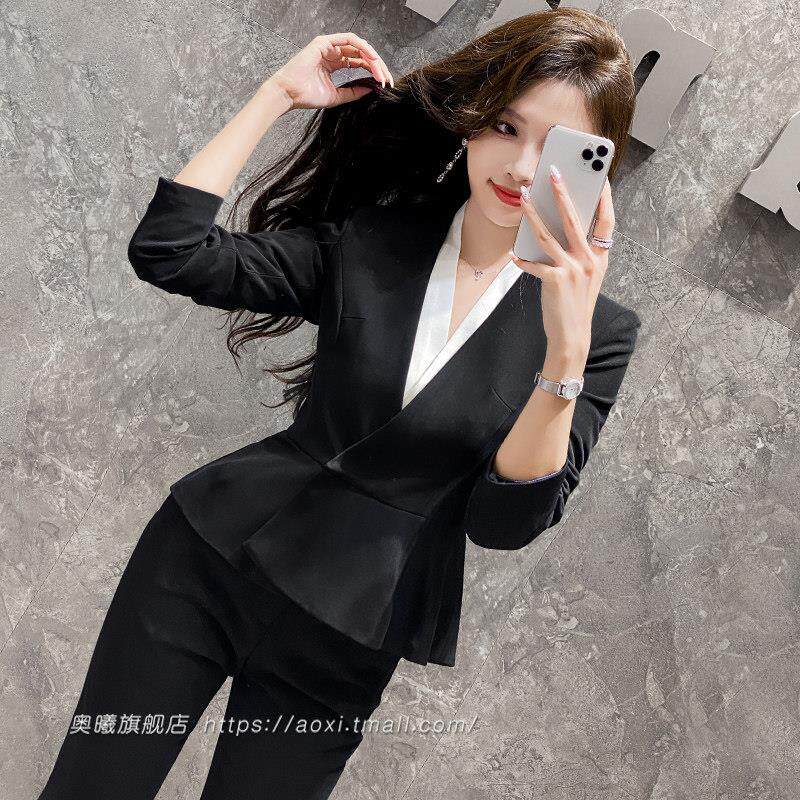 高端职业西装套装女正装2024新款修身大学生面试西装前台职业套装