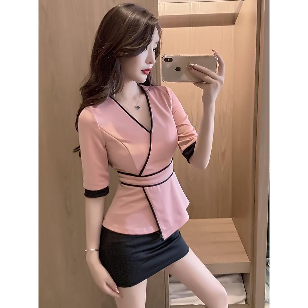 新款美容师工作服女气质高端养生会所spa按摩足疗女足浴技师工服
