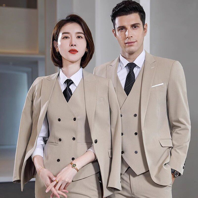 高档西服套装男女商务休闲 正装职业马甲套装裤西装定制公司工作