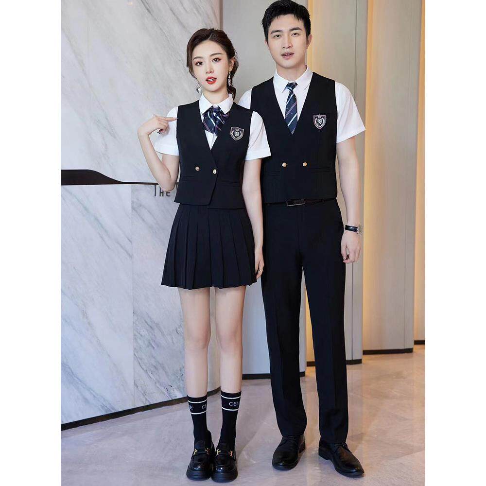 男女职业工装马甲ktv网咖电竞馆桌球俱乐部前台服务员工作服印字