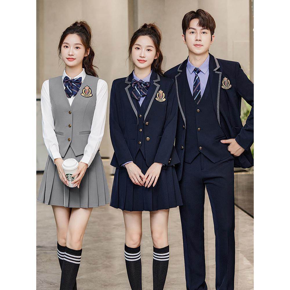 西服套装男女韩版学生套装马甲学院风JK制服秋冬职业气质幼师工服
