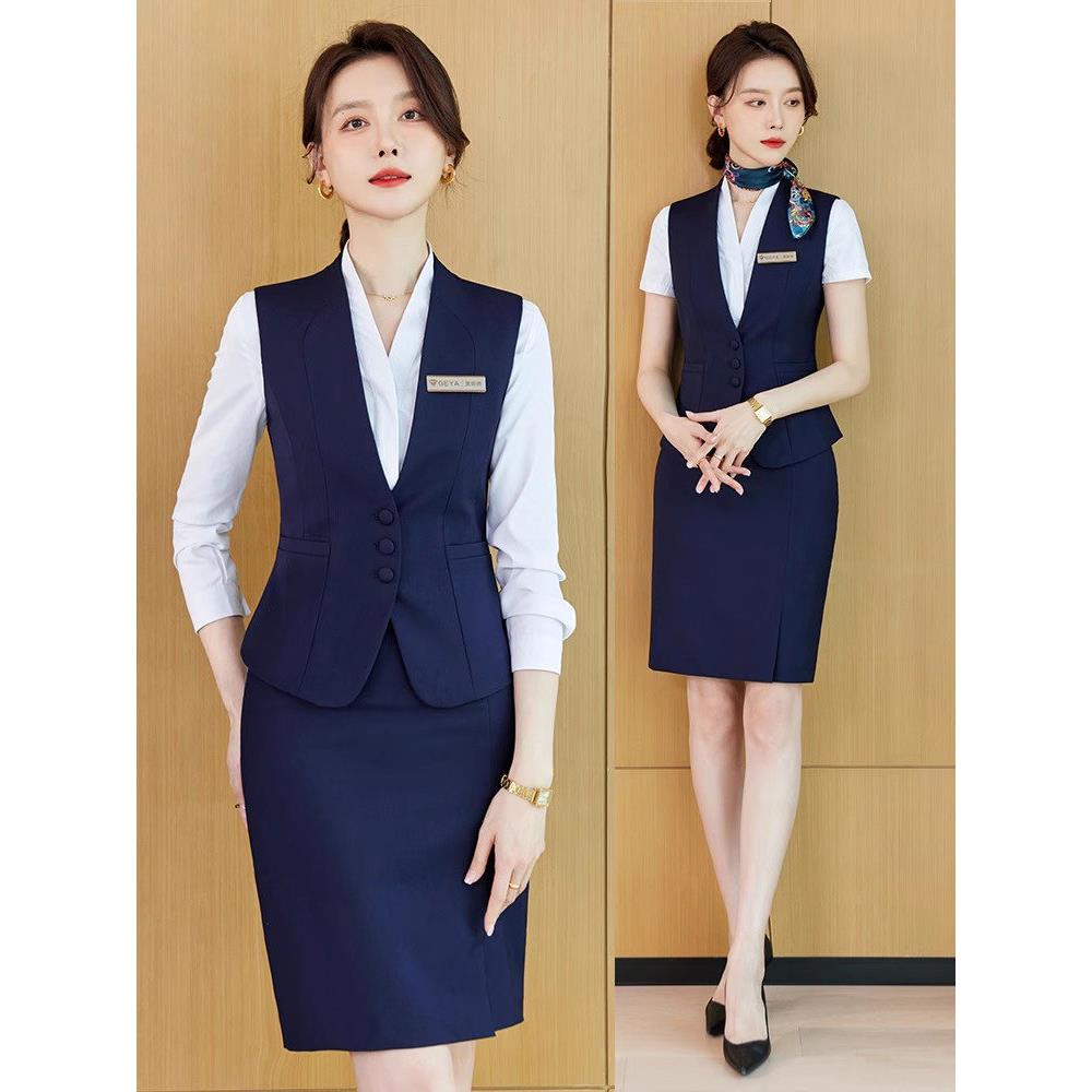 空姐制服高端酒店服务员工作服女2026新款马甲前台接待职业装套装
