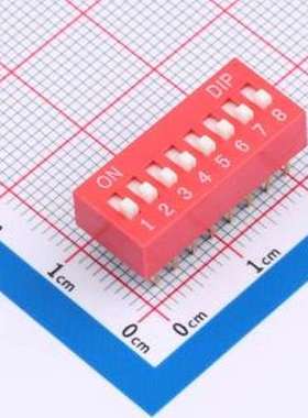 DS-08-R 拨码开关 拨码开关2.54mm间距,红色8PIN/位 立式直插平拨