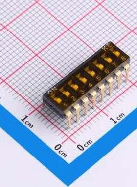 DSIC08THGET 拨码开关 8位 2.54mm脚距 窄体黑色直插贴膜 KE拨码