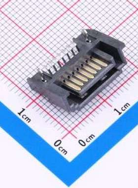 XUTS-0727-0332 线对板针座 SATA 7PIN公座 全包带窗卧式贴板SMD