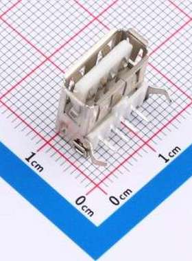 XDUF-0242-05 USB连接器 USB 2.0AF 90度插板 有后盖弯脚 卷边 插