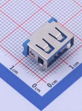 919-162A1052D10400 USB连接器 Type-A 母 弯插 蓝色 插件