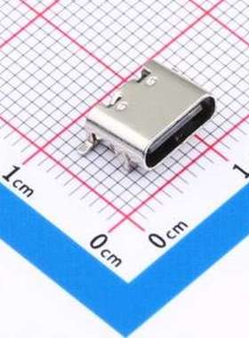 HX TYPE-C 6PIN QCHT USB连接器 Type-C 母 卧贴 SMD