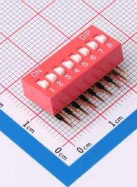 DA-08-R 拨码开关 拨码开关2.54mm间距,弯脚90度侧插 红色 8PIN/