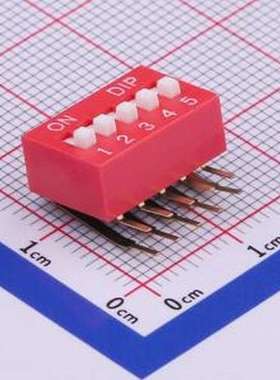 TM-05 拨码开关 拨码开关红色05P-90度插脚4PIN间距2.54mm立式侧