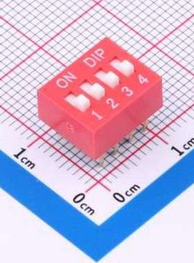 BX-DS2.54-4PZC 拨码开关 DSE 2.54直插平拨红色4位 间距2.54mm
