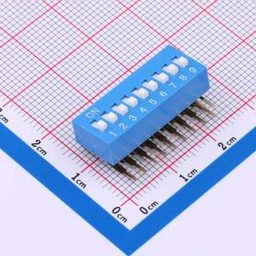 DA-9-B-T 拨码开关 2.54mm间距 9位 琴键式 90度弯插侧拨 蓝色 拨